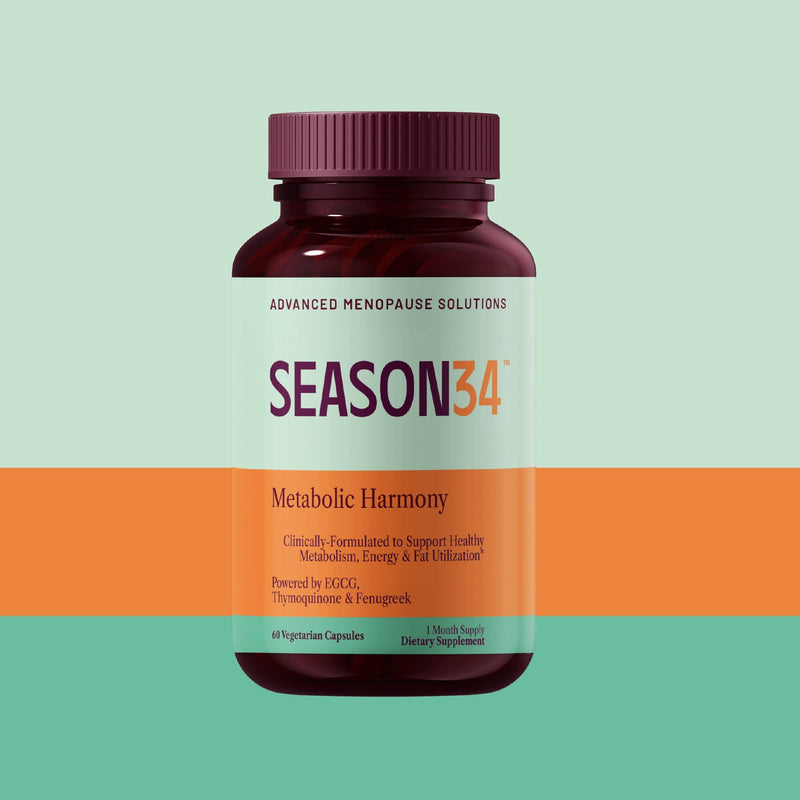 SEASON34 Metabolic Harmony | 60 Capsules, 1 Month Supply | Menopause Supplement for Energy, Satiety & Metabolic Health | Doctor-Formulated, Hormone-Free with Green Tea EGCG, Fenugreek & Black Cumin