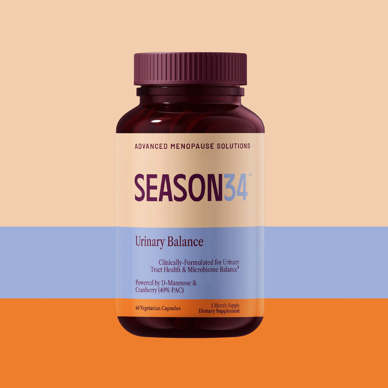 SEASON34 Menopause Urinary Support for Women 40+ | Urgency, Frequency & Hydration Balance | with D-Mannose & 48mg PAC Cranberry | Hormone-Free, Doctor-Formulated | 60 Capsules 1 Month Supply