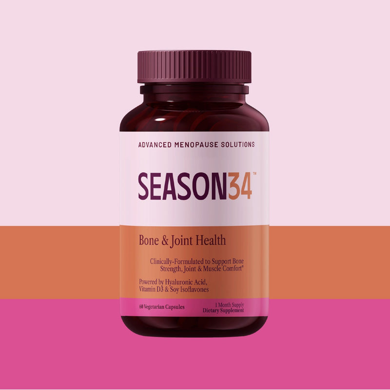 SEASON34 Bone & Joint Health for Women | Hyaluronic Acid, Soy Isoflavones, Resveratrol & Vitamin D3 for Flexibility, Mobility & Bone Strength Support | Menopause Joint & Bone Wellness, 60 Capsules